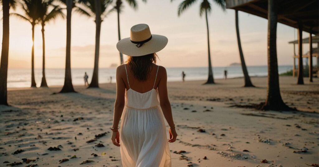 Beach outfit for solo female traveler