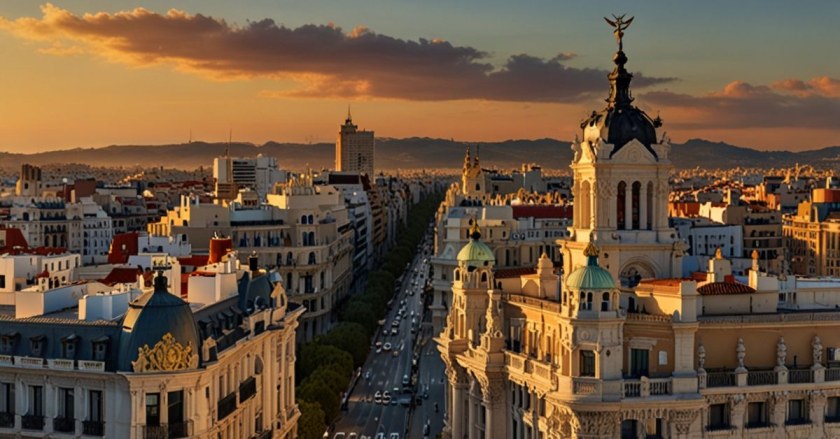 rooftop view of Madrid from Palacio de Cibeles