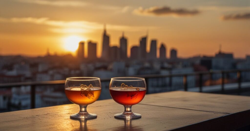 sunset view from Secret Rooftop of Círculo de Bellas Artes