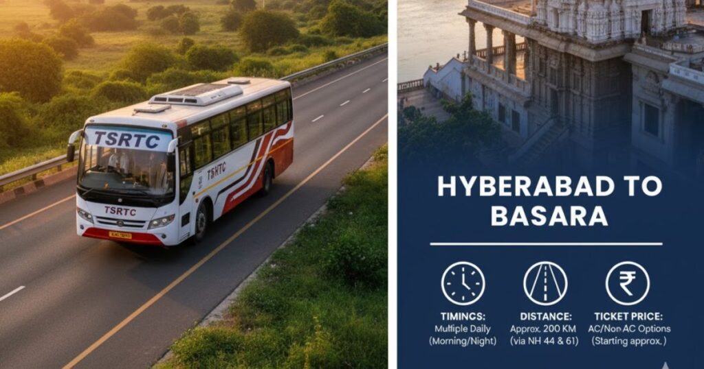 Hyderabad To Basara Bus Timings, Distance & Ticket Price