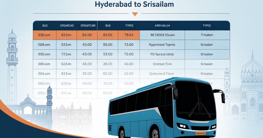 Hyderabad to Srisailam Bus Timings: