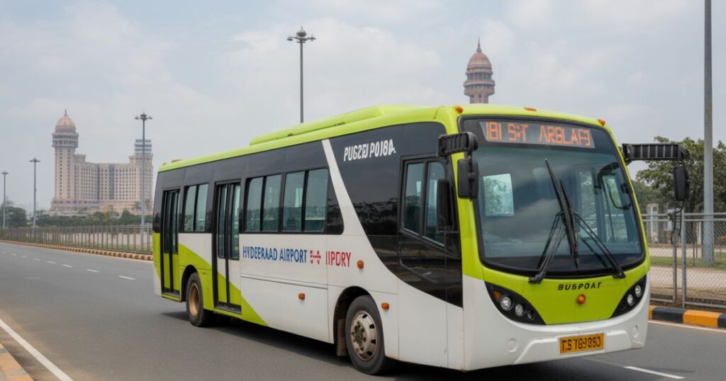 Pushpak Airport Liner bus timings from Hyderabad Airport to Hyderabad City schedule: