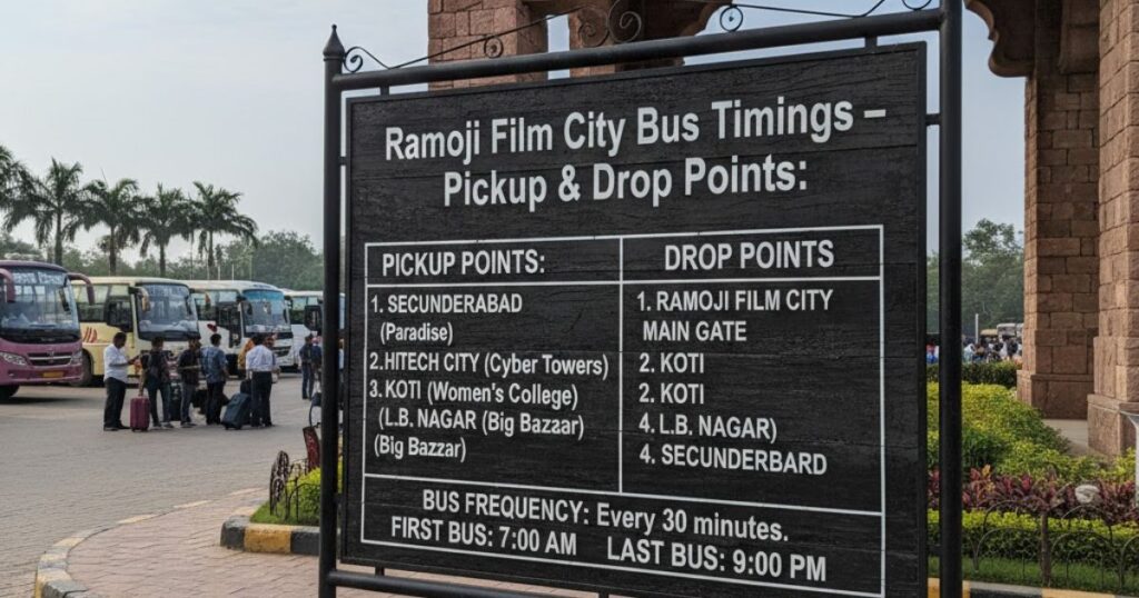 Ramoji Film City Bus Timings – Pickup & Drop Points: